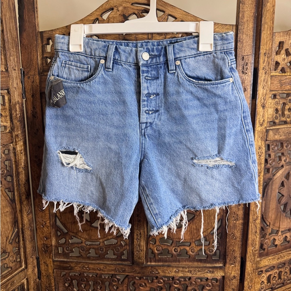 Blank NYC Blue Distressed Jean Shorts